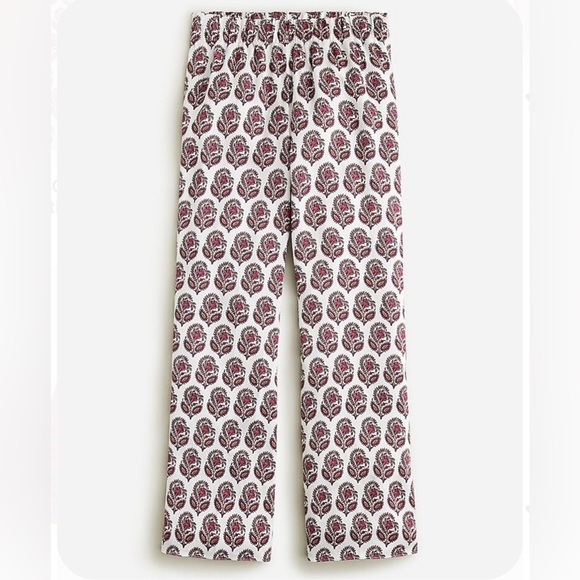 J. Crew Pants - J crew block print paisley pattern pull on elastic waist pants w pockets sz 6